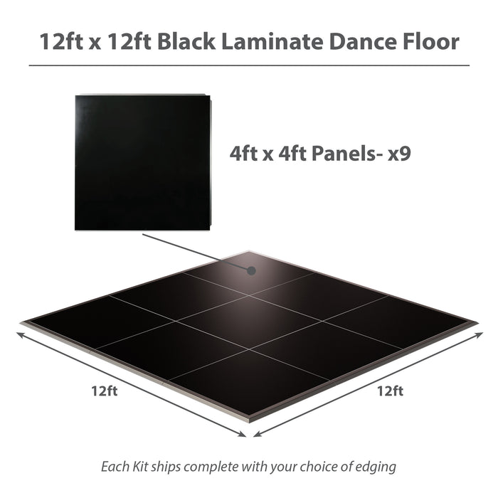 California Portable Dance Floor | Black Laminate Kit | 4'x4' Panels