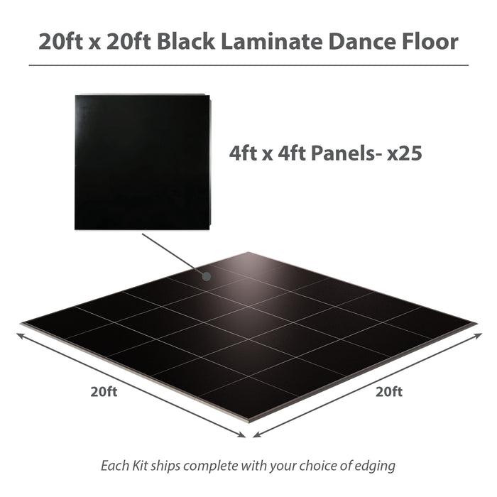 California Portable Dance Floor | Black Laminate Kit | 4'x4' Panels