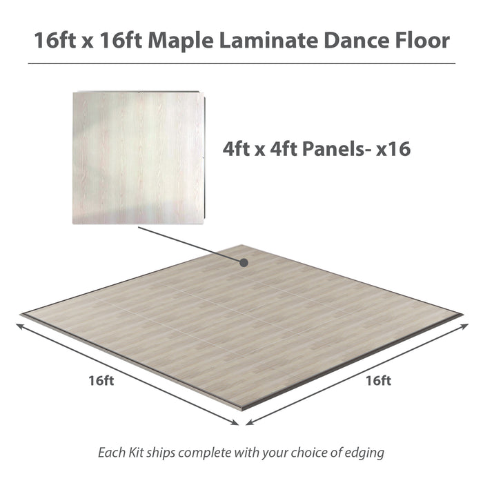 California Portable Dance Floor | Maple Plank Laminate Kit | 4'x4' Panels