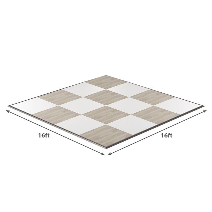 California Portable Dance Floor | Maple Plank and White Checker Laminate Kit | 4'x4' Panels