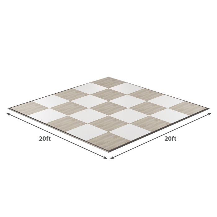 California Portable Dance Floor | Maple Plank and White Checker Laminate Kit | 4'x4' Panels