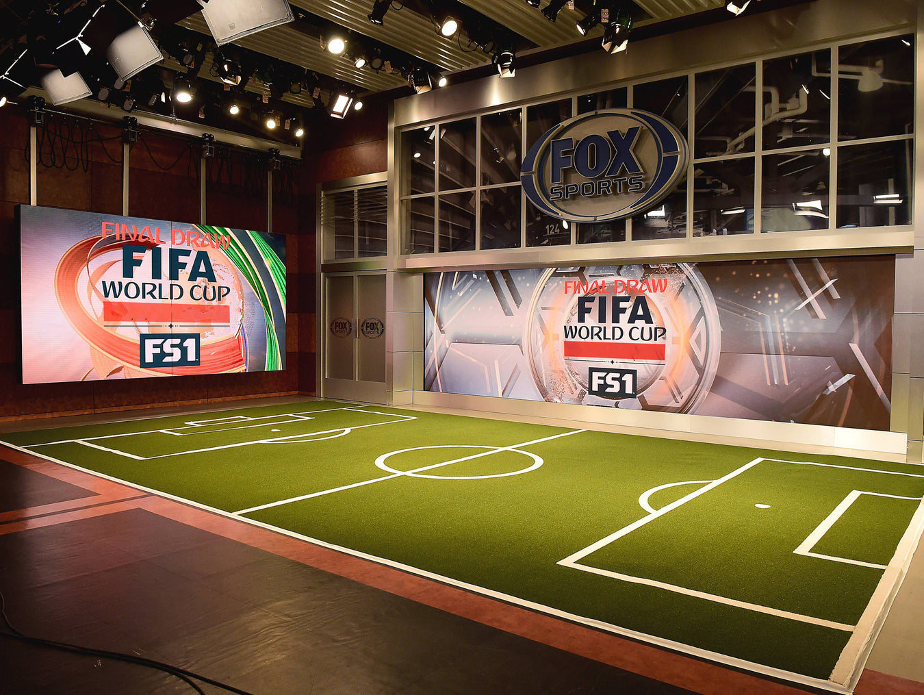 Soccer branding nd custom turf flooring for FIFA event.