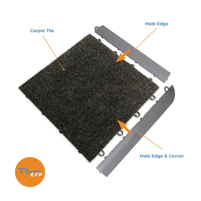 QuickClick Carpet Tile | 12" x 12" | Charcoal