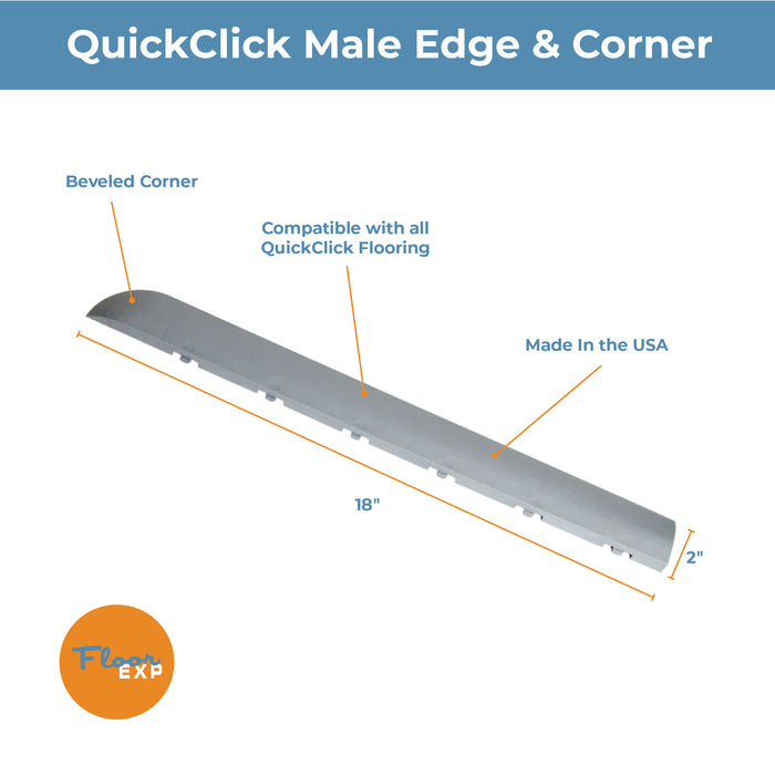 QuickClick Dance Floor Edging | 2" x 18" Male Corner Edge | Alloy