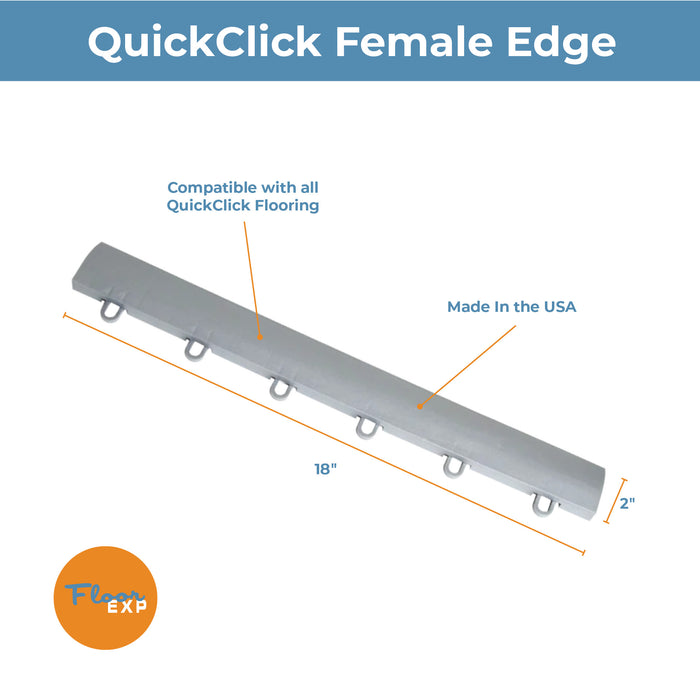 QuickClick Dance Floor Edging | 2" x 18" Female Edge | Alloy