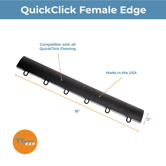 QuickClick Dance Floor Edging | 2" x 18" Female Edge | Black