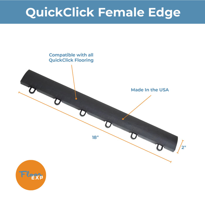 QuickClick Dance Floor Edging | 2" x 18" Female Edge | Graphite