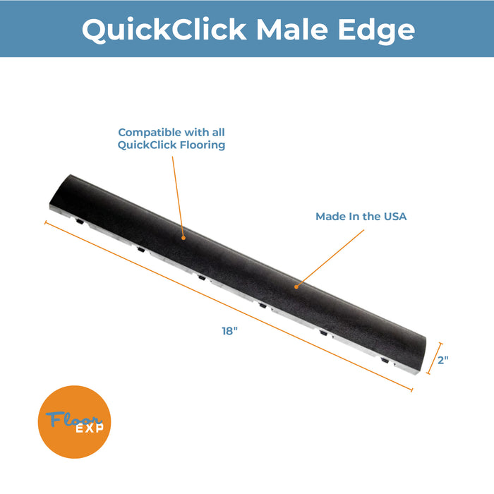 QuickClick Dance Floor Edging | 2" x 18" Male Edge | Black