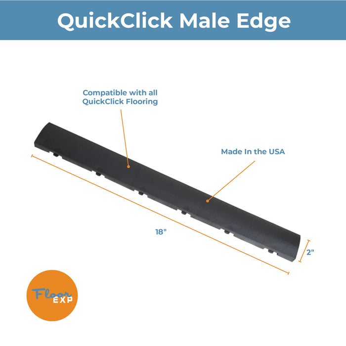 QuickClick Dance Floor Edging | 2" x 18" Male Edge | Graphite