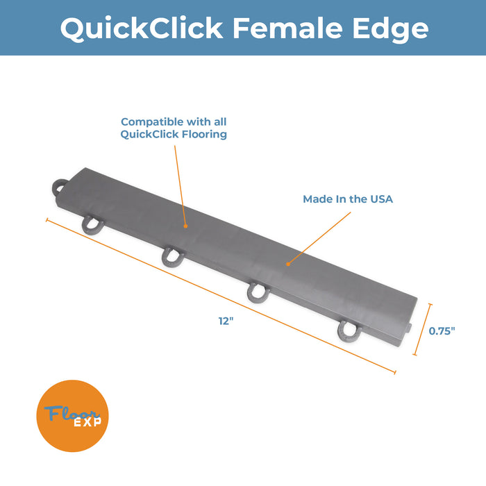 QuickClick Floor Edging | 1.75" x 12" Female Edge | Alloy