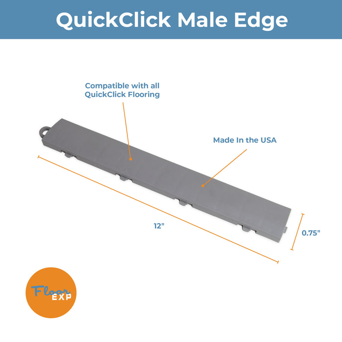 QuickClick Floor Edging | 1.75" x 12" Male Edge | Alloy