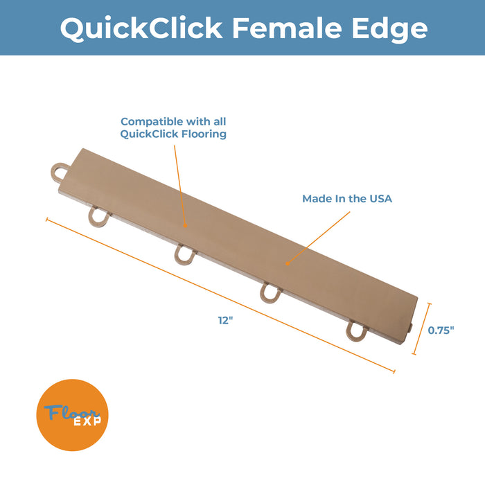 QuickClick Floor Edging | 1.75" x 12" Female Edge | Beige