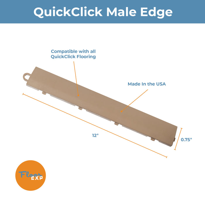 QuickClick Floor Edging | 1.75" x 12" Male Edge | Beige