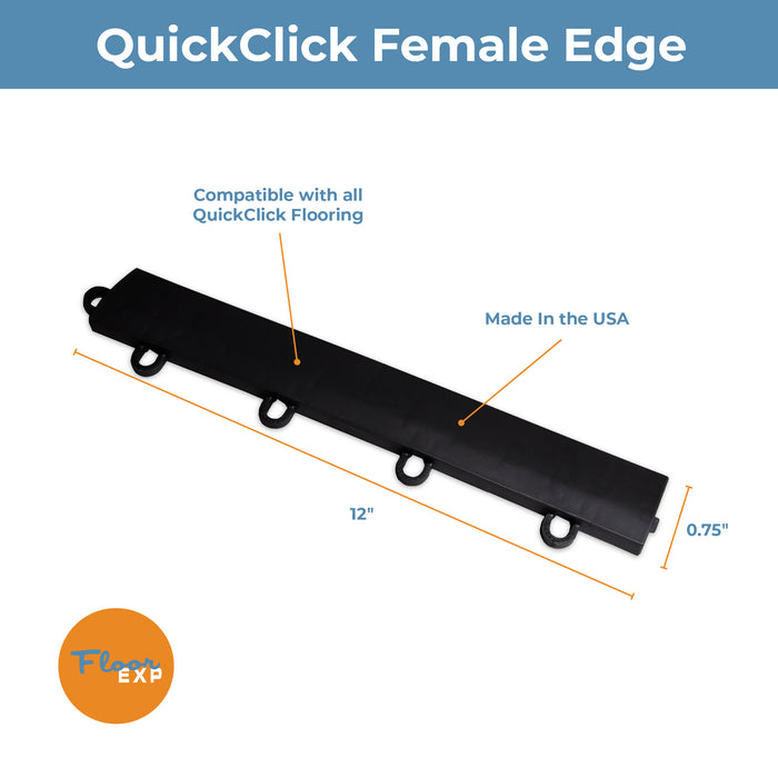 QuickClick Floor Edging | 1.75" x 12" Female Edge | Black