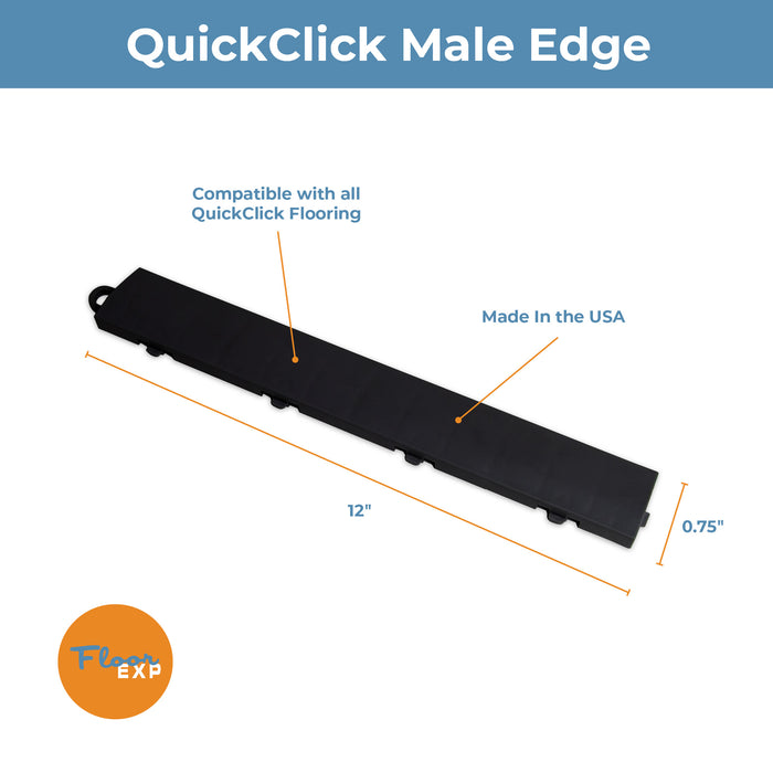 QuickClick Floor Edging | 1.75" x 12" Male Edge | Black