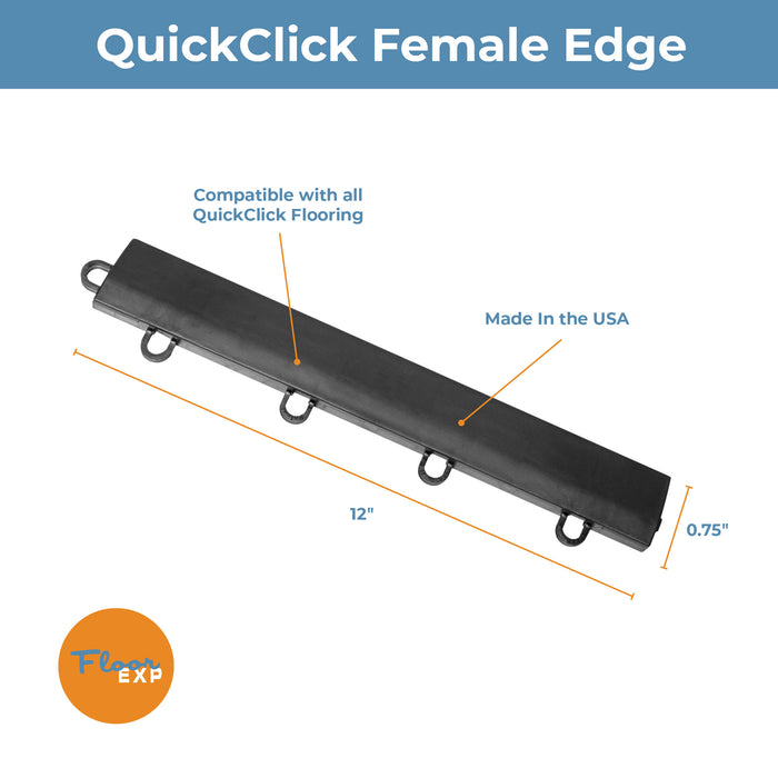 QuickClick Floor Edging | 1.75" x 12" Female Edge | Graphite