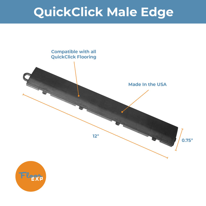 QuickClick Floor Edging | 1.75" x 12" Male Edge | Graphite