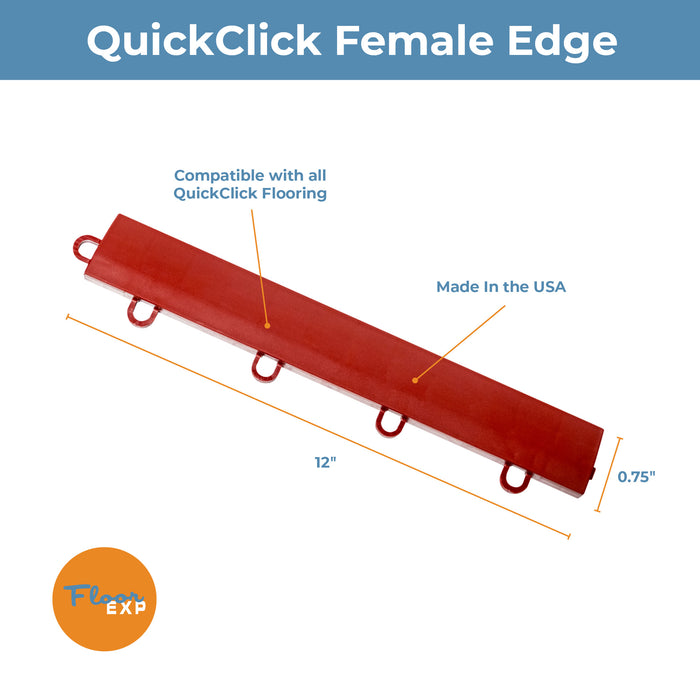 QuickClick Floor Edging | 1.75" x 12" Female Edge | Red