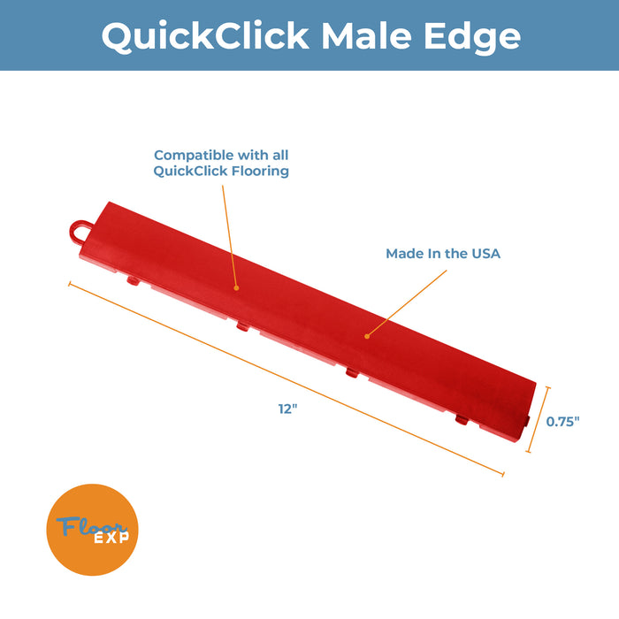 QuickClick Floor Edging | 1.75" x 12" Male Edge | Red