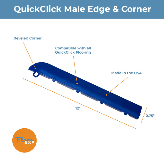 QuickClick Floor Edging | 1.75" x 12" Male Corner Edge | Royal Blue