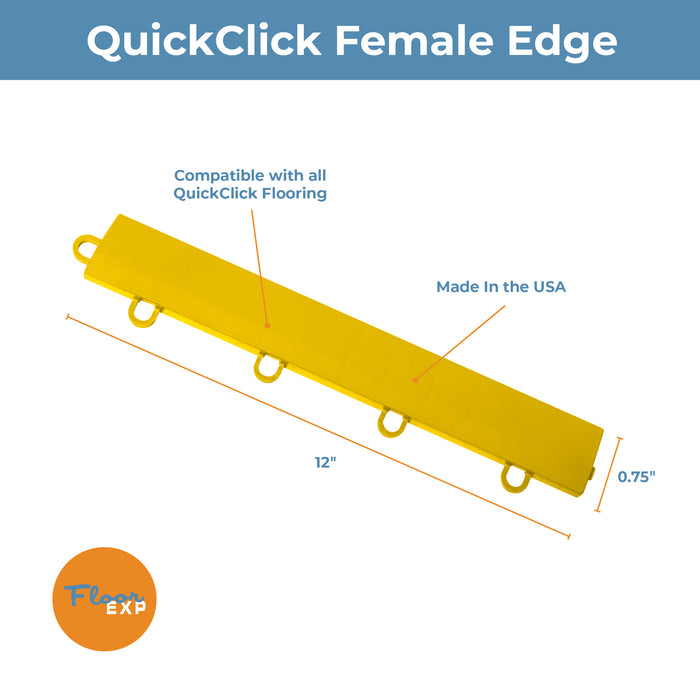 QuickClick Floor Edging | 1.75" x 12" Female Edge | Yellow